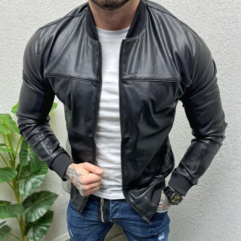 Men's Vintage Casual Leather Zipper Jacket 42467608TO