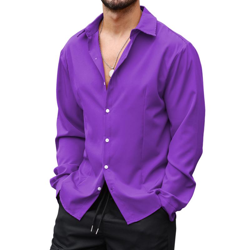 Men's Elastic Long Sleeve Mercerized Lapel Shirt 94336808X