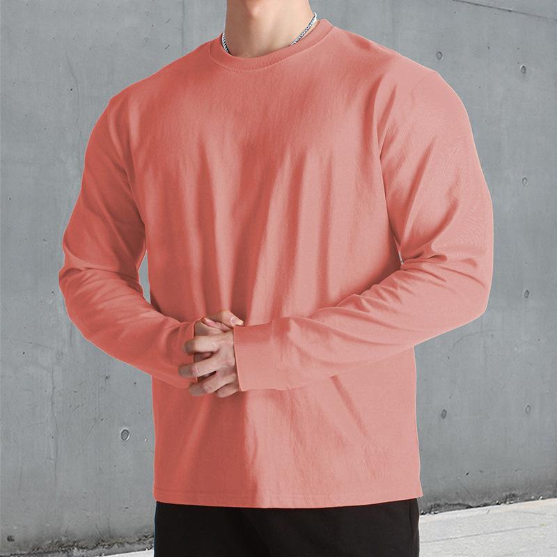 Men's Retro Casual Solid Color Round Neck Sweater Long Sleeve T-shirt 98709800TO