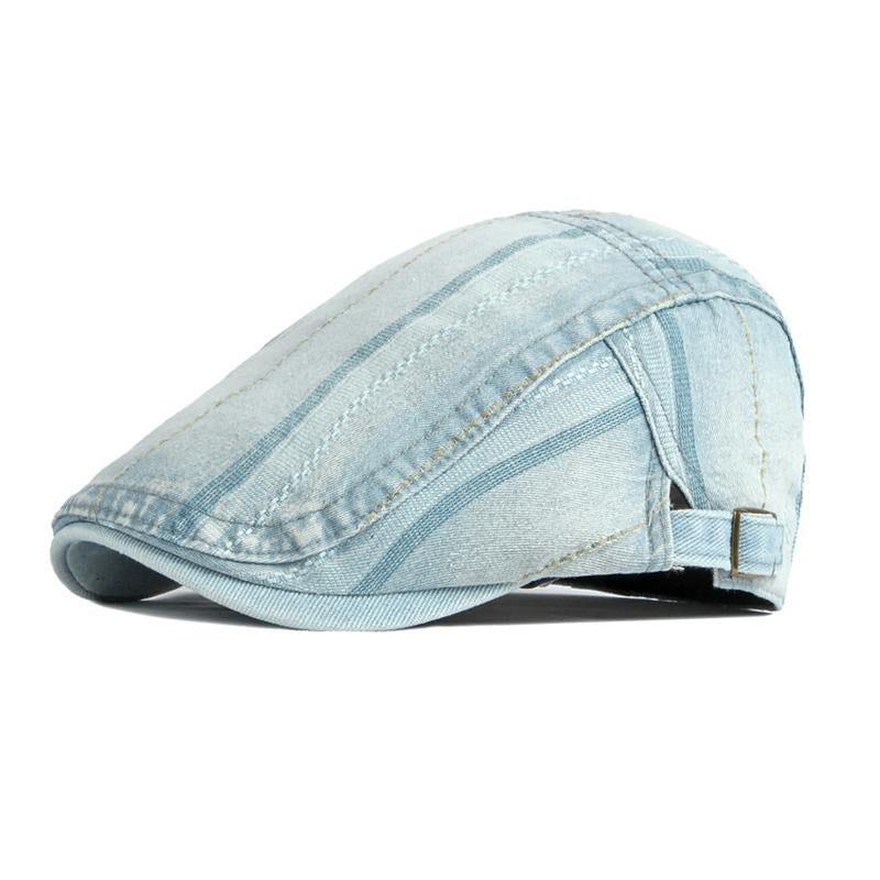 Men's Vintage Washed Distressed Denim Beret 71833069M