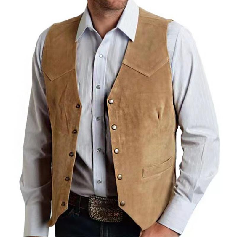 Chaleco de traje vintage casual de color sólido para hombre 43431351Y