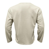 Men's Solid Color Waffle Loose Round Neck Long Sleeve T-Shirt 76476448Y