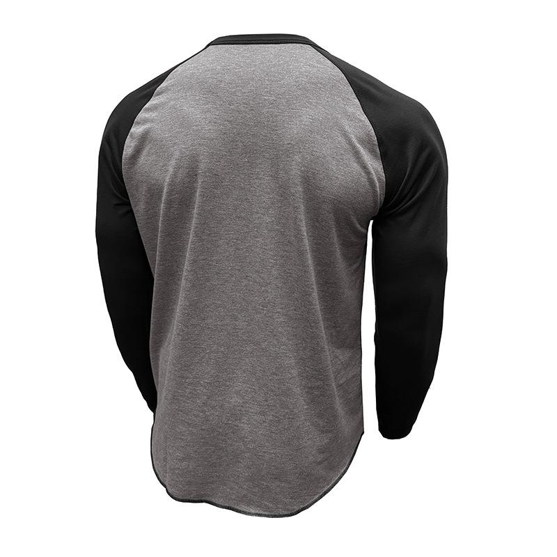 Men's Round Neck Long Sleeve Casual Color Block Pullover T-shirt 89657764X