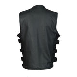 Men'S Vintage Solid Color Zipper Strap Leather Vest 15598256Y
