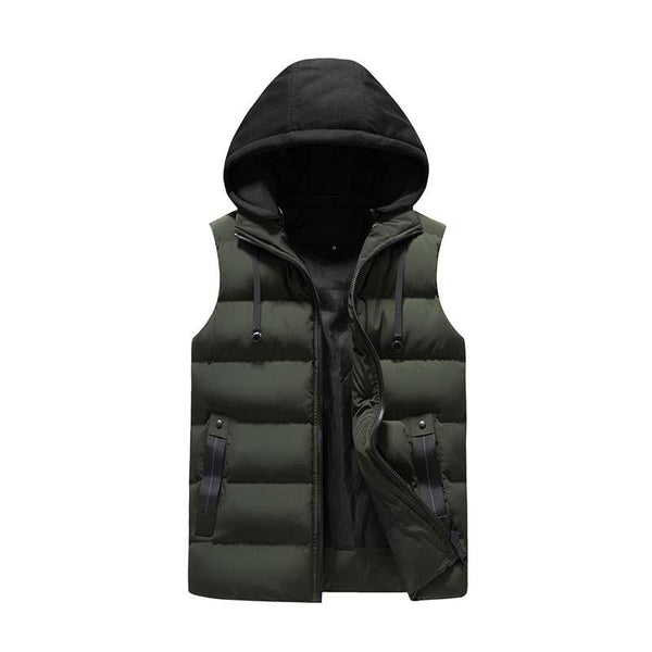 Men's Autumn And Winter Casual Hat Detachable Down Cotton Vest 04602358K