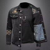 Men's Embroidered Lapel Denim Jacket 62681291U