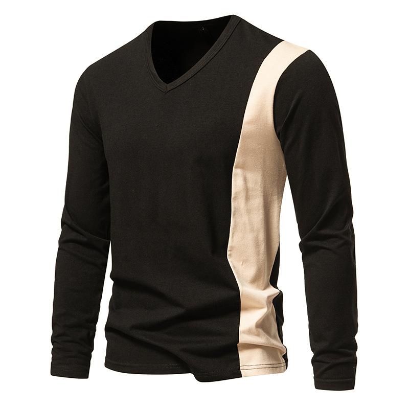 Men's Colorblock V Neck Long Sleeve T-shirt 75738203Z