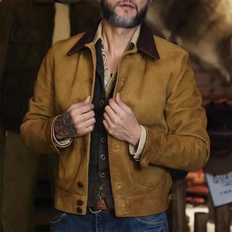 Men's Vintage Suede Button Jacket 88969072U