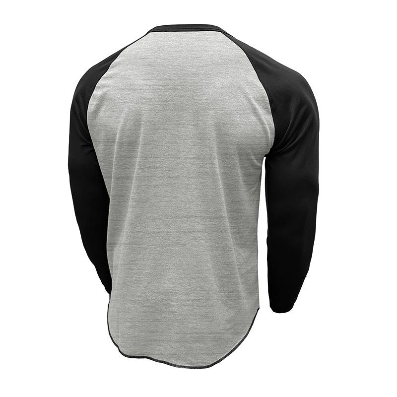 Men's Round Neck Long Sleeve Casual Color Block Pullover T-shirt 89657764X