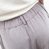 Men's Casual Solid Color Linen Elastic Waist Harem Pants 08716536M