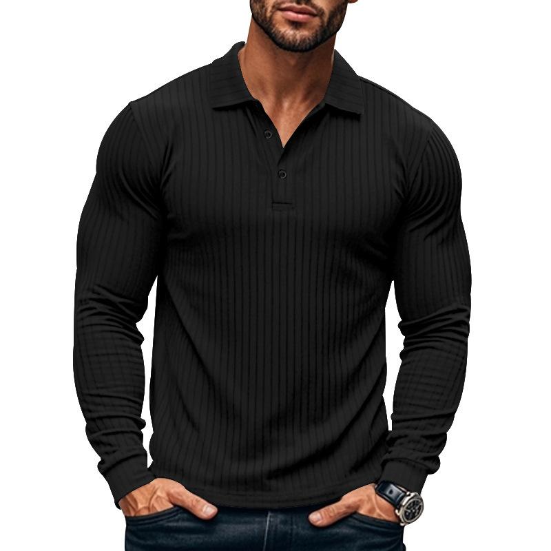 Camisa tipo polo informal de manga larga elástica para hombre 38636391X