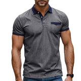 Men's Short Sleeve Stretch Denim Polo Shirt 66155478X