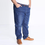 Men's Plus Size Casual Solid Color Stretch Drawstring Jeans 86573707Y
