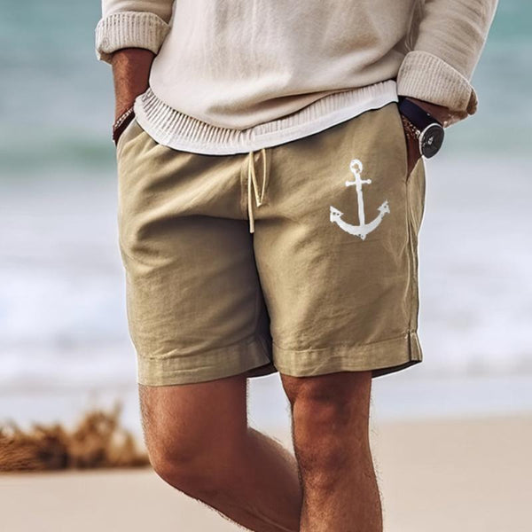 Men's Vintage Anchor Drawstring Beach Shorts 83898143TO