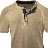 Men's Casual Outdoor Waffle Henley Short Sleeve T-Shirt 06866697M
