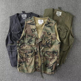 Men's Multi-Pocket Canvas Camouflage Vest 38772099U