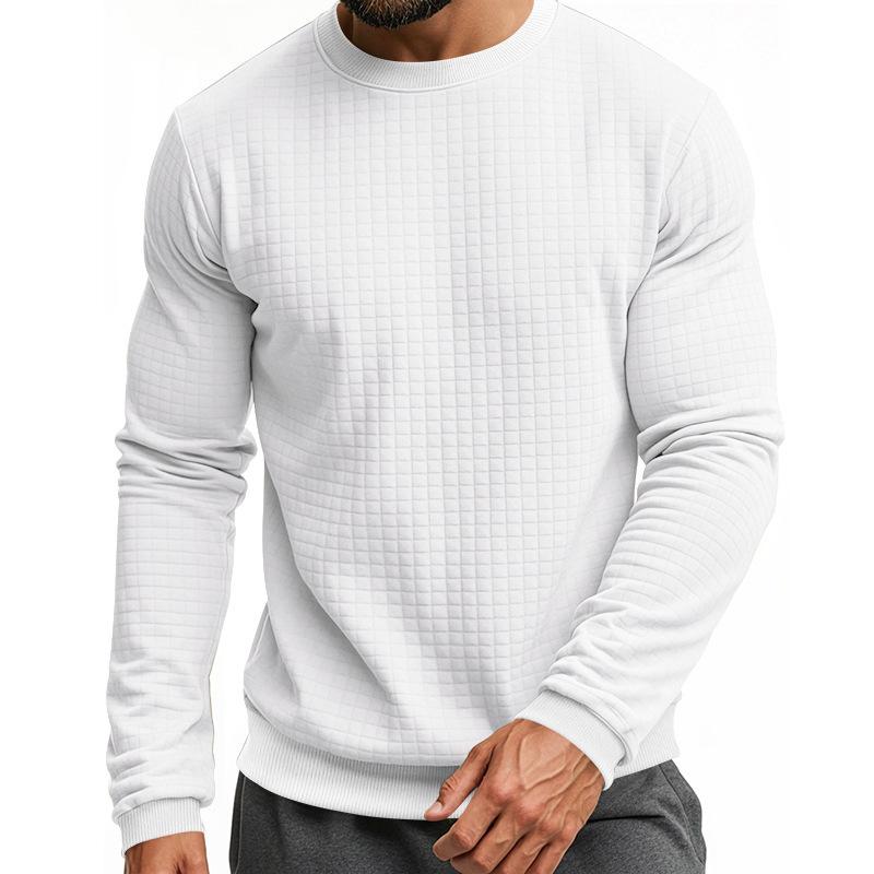 Men's Solid Color Small square Round Neck Long Sleeve T-shirt 43246103Z