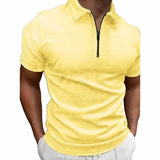 Men's Printed Zipper Short Sleeve Solid Color POLO Shirt 03324595X