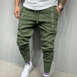 Men's Casual Solid Color Multi-Pocket Drawstring Cargo Pants 46039755Y