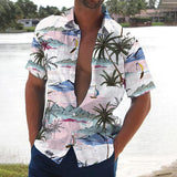 Men's Printed Hawaiian Lapel Short Sleeve Shirt 68266192X