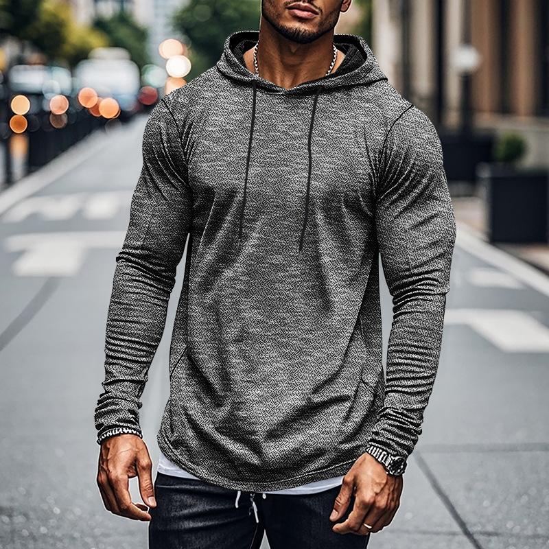 Men's Casual Sports Long-Sleeved Hooded T-Shirt 71239106Y