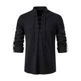 Men's Classic Casual Drawstring Stand Collar Long Sleeve Shirt 60525936K