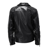 Men's Vintage Lapel Zipper Motorcycle Leather Jacket 53310719M