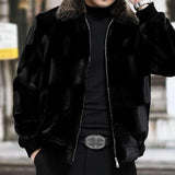 Men's Vintage Imitation Fur Warm Thickened Lapel Jacket 28403659M