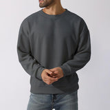 Men's Solid Round Neck Long Sleeve Loose Sweater 58268866Z