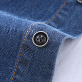 Men's Vintage Lapel Single Breasted Long Sleeve Denim Shirt 48569159M