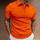 Men's Solid Slim Lapel Short Sleeve Casual Polo Shirt 37773773Z
