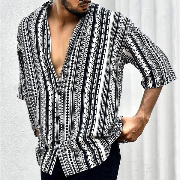 Men's Fashionable Ethnic Short-sleeved Shirts 95595399TO