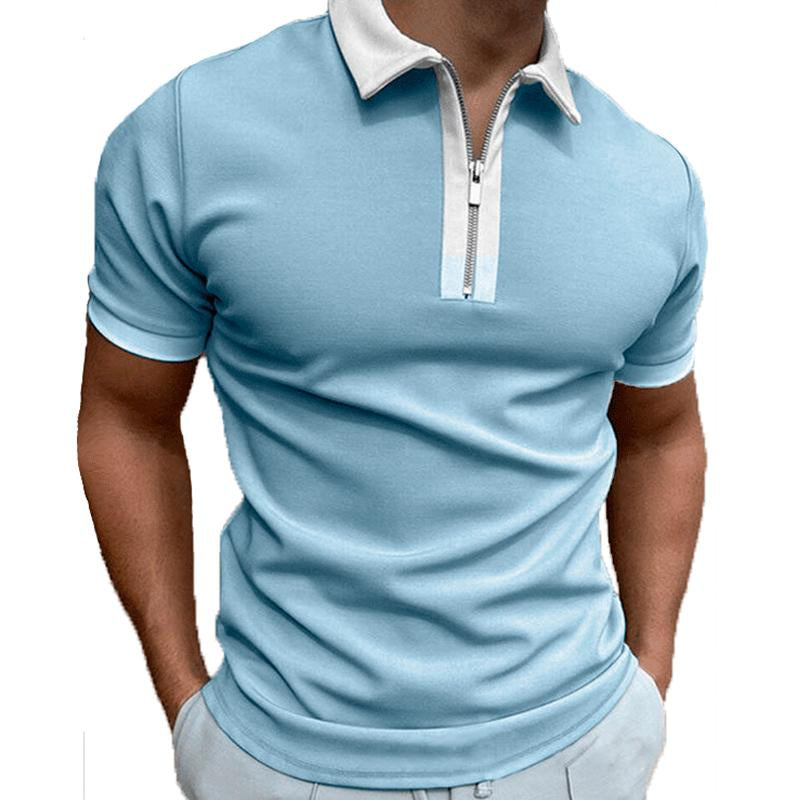 Men's Slim Fit Zip-up Lapel Polo Shirt 74130620U