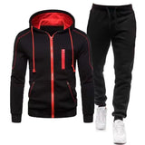 Men's Casual Zipper Hooded Sweatshirt Sweatpants Sports Set 13560761M
