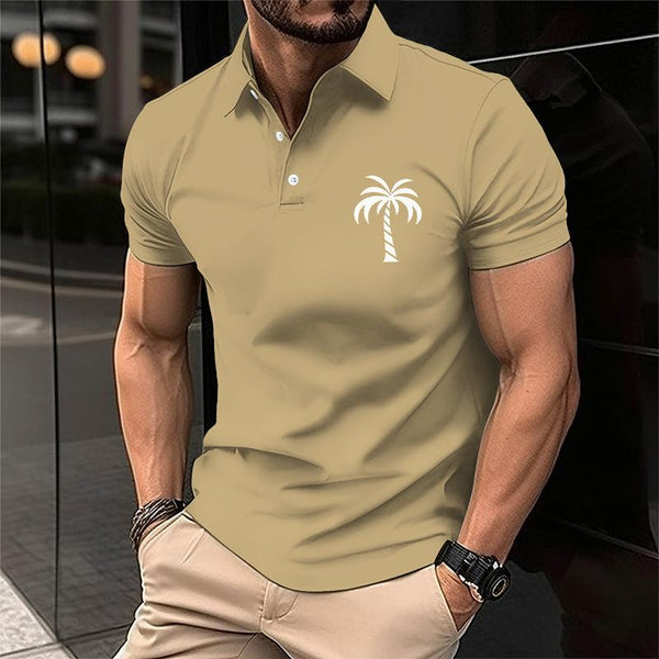 Men's Casual Beach Coconut Short-sleeved Polo Shirt 06111162TO