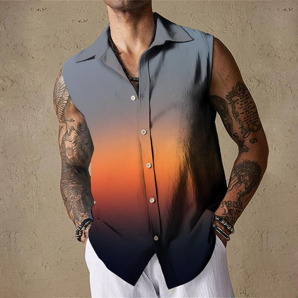 Men's Casual Gradient Color Sleeveless Tank Top 77923083TO