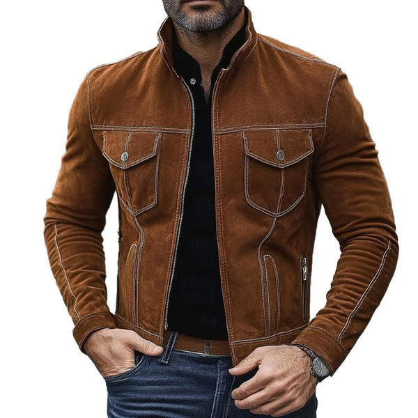 Men's Vintage Suede Zip-Up Jacket 09285497X