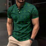 Men's Irish Day St. Pat's Print Button Down Short Sleeve T-Shirt 62999716X