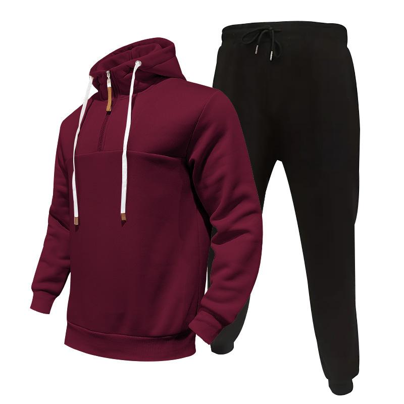 Conjunto de sudadera con capucha y pantalones deportivos con cintura elástica y cremallera holgada informal para hombre 22777738M