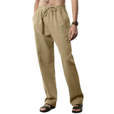 Men's Casual Solid Color Linen Breathable Loose Pants 13939824M