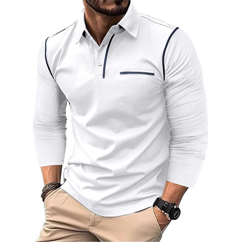 Men's Casual Lapel Slim Fit Long Sleeve Polo Shirt 94947703M