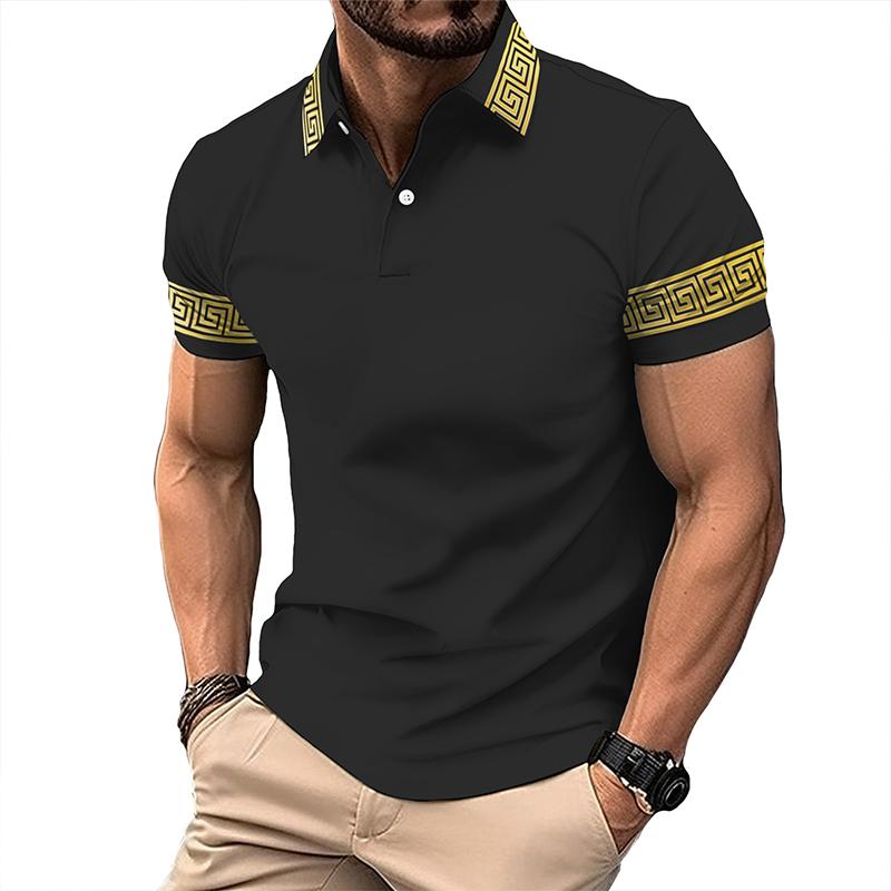 Men's Vintage Greca Short Sleeve Polo Shirt 00577059TO