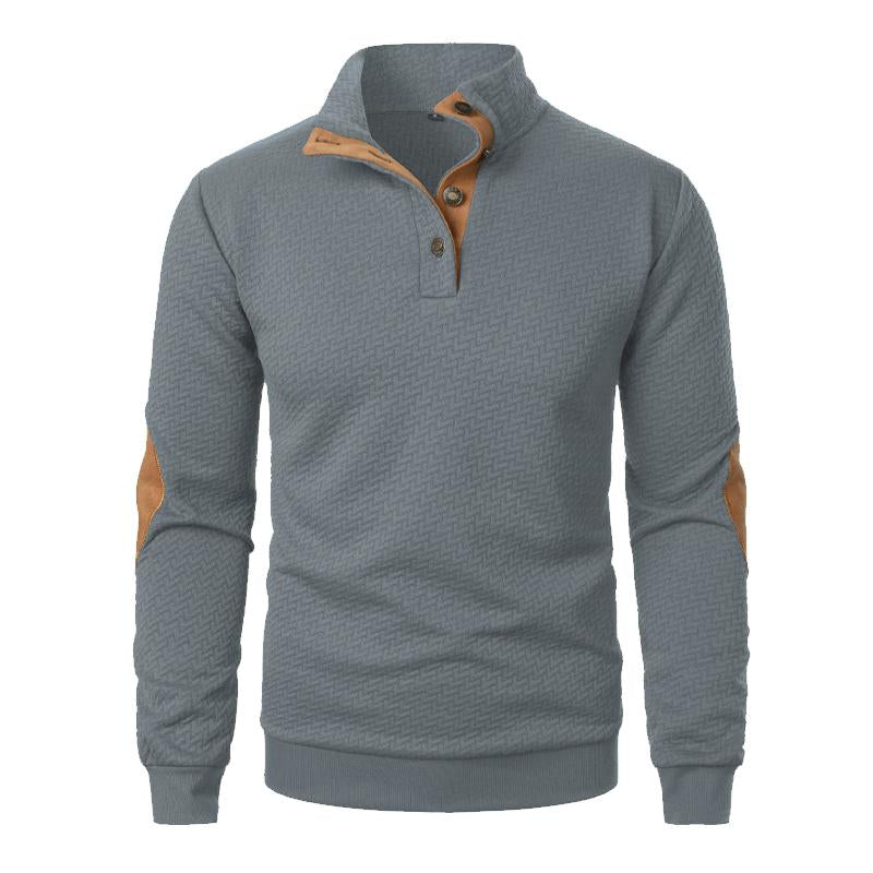 Men's Stand Collar Colorblock Casual Jacquard Sweatshirt 29854596X