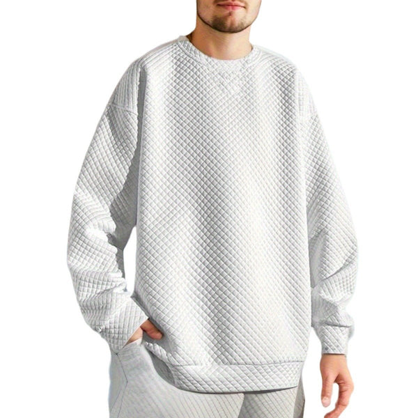 Men's Jacquard Diamond Round Neck Long-sleeve Casual Sweatshirt 78461003Z