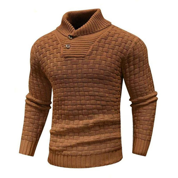 Men's Solid Color Round Neck Pullover Lapel Sweater 19352883X