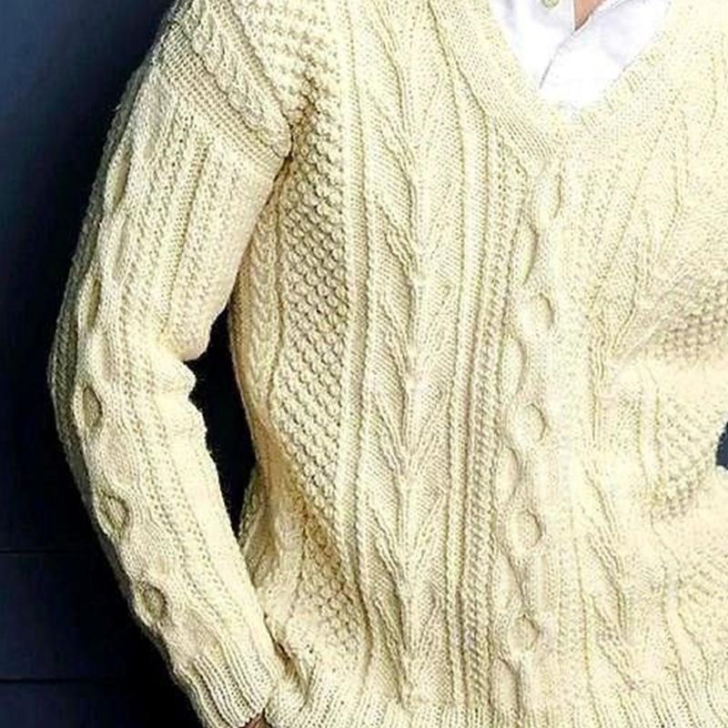 Men's V-neck Jacquard Knitted Sweater 80462338U