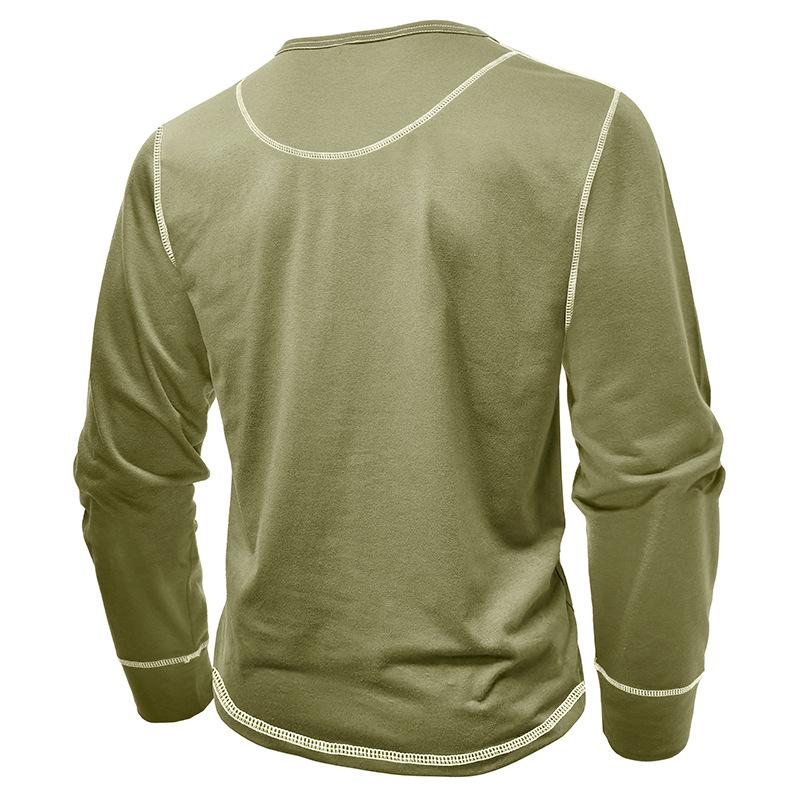 Men's Casual Colorblock Henley Collar Slim Fit Long Sleeve T-Shirt 95705154M