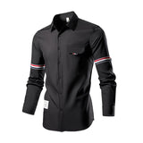 Men's Casual Elastic Lapel Long Sleeve Shirt 95565558X