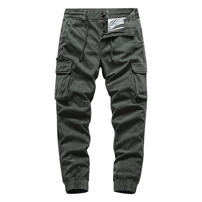 Men's Solid Color Multi-pocket Elastic Waist Cargo Pants 08464355Z