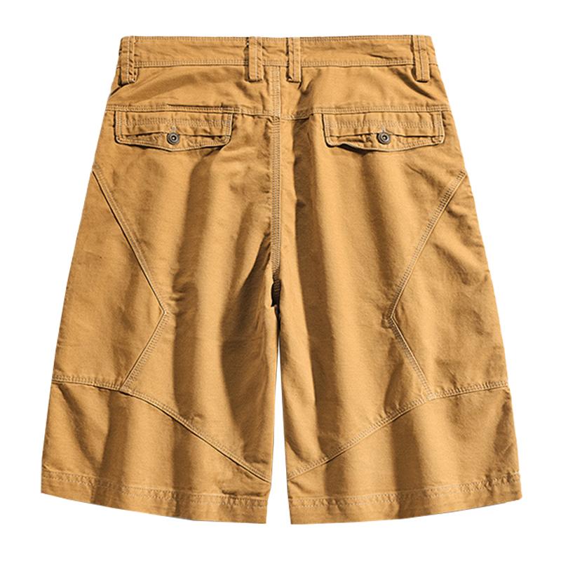 Men's Casual Stitching Solid Color Cotton Cargo Shorts 57524177M